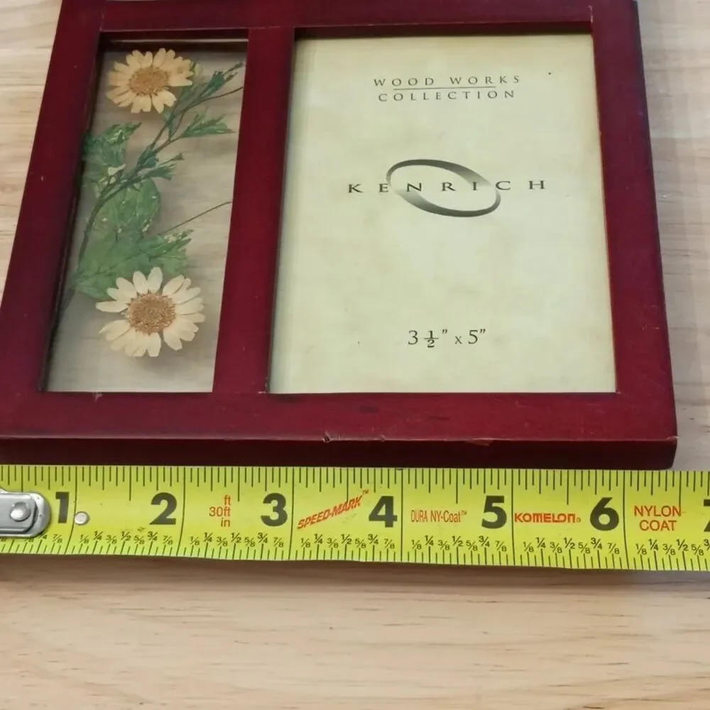 Vintage Kenrich Wood Works Collection Dried Flowers Wood Picture Frame